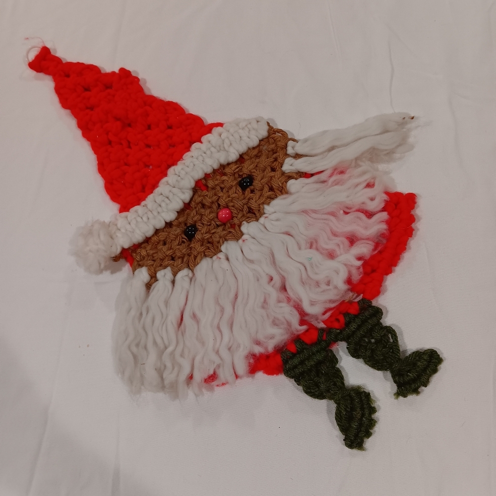 Handmade Crochet Santa Ornament